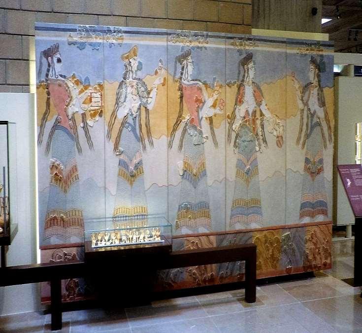 Tοιχογραφία με παράςταςθ πομπισ γυναικϊν από το «Καδμείο»