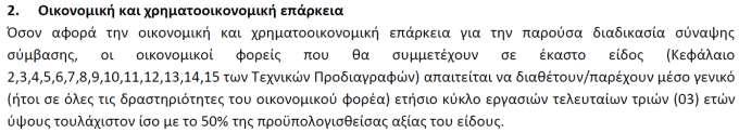 Παρατήρηση : Θεωρούμε ότι η τεχνική υποδομή, τα διατιθέμενα μέσα (εξοπλισμός) και το εξειδικευμένο τεχνικό προσωπικό του υποψήφιου προμηθευτή, θα πρέπει να αποτελέσουν αντικείμενο αξιολόγησης και