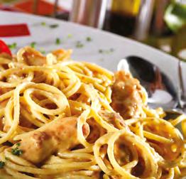 ΖΥΜΑΡΙΚΑPASTA ΑΛ ΦΟΝΖΟ Σπαγγέτι αλ ντέντε σωταρισμένα με μαριναρισμένο φιλέτο κοτόπουλου κομμένο ζουλιέν και σάλτσα Αλ Φόνζο από τυριά, μπέικον, μανιτάρια, κρέμα γάλακτος και βασιλικό.