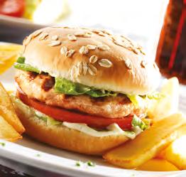 GOLDEN BURGERS Two juicy burgers made from 100% beef minced meat with Al Fonzo sauce made from cheese variety, bacon, mushrooms, fresh cream and basil.