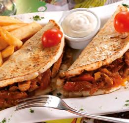 ΕPIROS Marinated chicken fillet pieces served with our Greek Epiros sauce, garnished with Greek small pasta called Hilopites, grated cheese and small tomato.