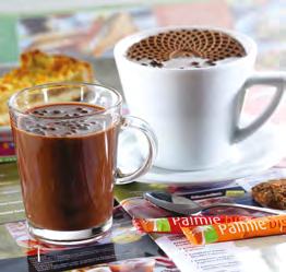 BEVERAGES CHOCO LATTE DOLCINO LATTISSIMO Ζεστό ρόφημα από chocol@dino, palmieccino ντεκαφεϊνέ (με γεύση από μόκα και κακάο) και φρέσκο γάλα.