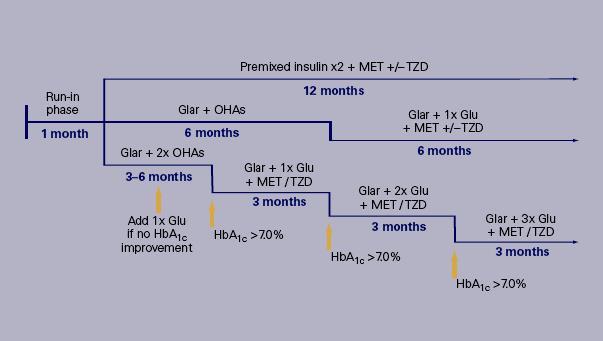 All-to-Target twice-daily premixed insulin regimen (Novolog Mix 70/30).
