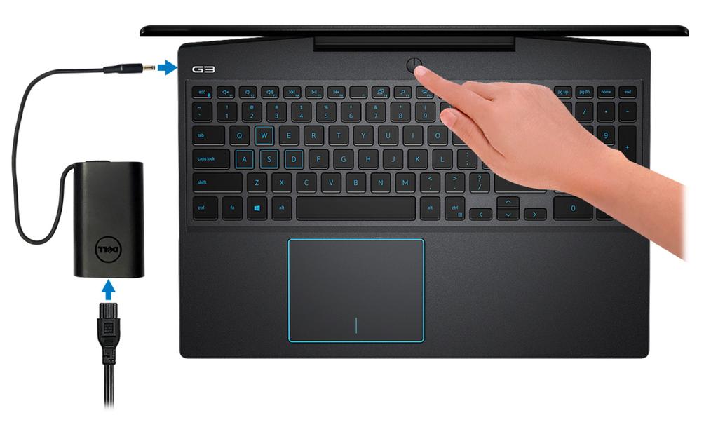 Ρυθμίστε τον Dell G3 3590 1 ΣΗΜΕΙΩΣΗ: Οι εικόνες που θα βρείτε στο έγγραφο ενδέχεται να διαφέρουν από τον υπολογιστή σας, πράγμα που εξαρτάται από τη συνδεσμολογία που παραγγείλατε.