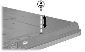 Βίδα ασφαλείας MultiBay II Για να βελτιώσετε την ασφάλεια της µονάδας MultiBay II, έχει τοποθετηθεί βίδα ασφαλείας MultiBay II στην κάτω πλευρά του φορητού υπολογιστή, κάτω από το MultiBay II.