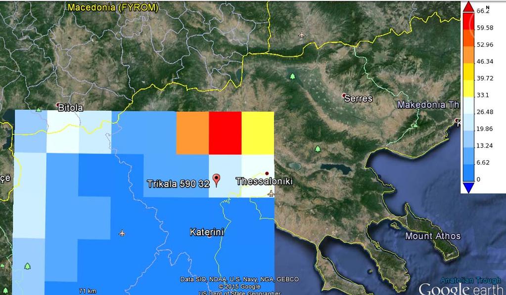 Εικόνα 3 : Δορυφορική εκτίμηση της συνολικής