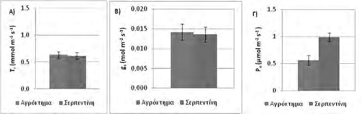 ταξιανθίας σε δύο τύπους εδαφών (Αγρόκτημα και Σερπεντίνη) Εικόνα 2.