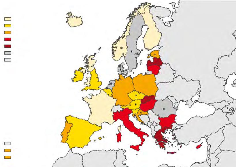 295 Χάρτης 2: Ποσοστά Ανθεκτικότητας Εντεροβακτηριδιακών Στελεχών Σε Κεφαλοσπορίνες Τρίτης Γενιάς Στην Ευρώπη (2013) Μη ευπαθή στελέχη (%) <20 20, 30 30, 40 40, 50 >=50 <10 ή δεν υπάρχουν στοιχεία