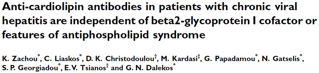 Increased incidence of anti-cardiolipin