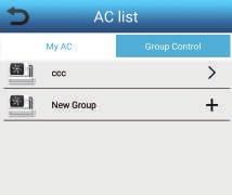 6.2 Έλεγχος Ομάδας Πατήστε το εικονίδιο στην παρακάτω εικόνα και η Εφαρμογή APP θα μπει στο μενού «AC list.
