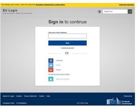 Δημιουργία λογαριασμού στο EU Login Καταχωρήστε τις