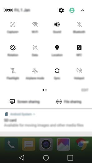 Notifications panel You can open the notifications panel by