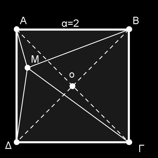 (6 μονάδεσ Ζςτω ΑΒΓΔ τετράγωνο πλευράσ α= και Μ εςωτερικό ςθμείο ΘΕΜΑ 6 του τετραγϊνου τζτοιο ϊςτε: ΜΑ=1,ΜΒ= 3, ΜΓ= όπωσ φαίνεται ςτο ςχιμα: 1. Να αποδείξετε ότι : MA M MB M (Μονάδεσ 10).