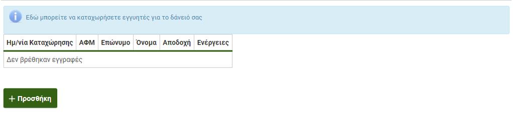 εγγραφεί ο εγγυητής στο σύστημα, με τα στοιχεία του