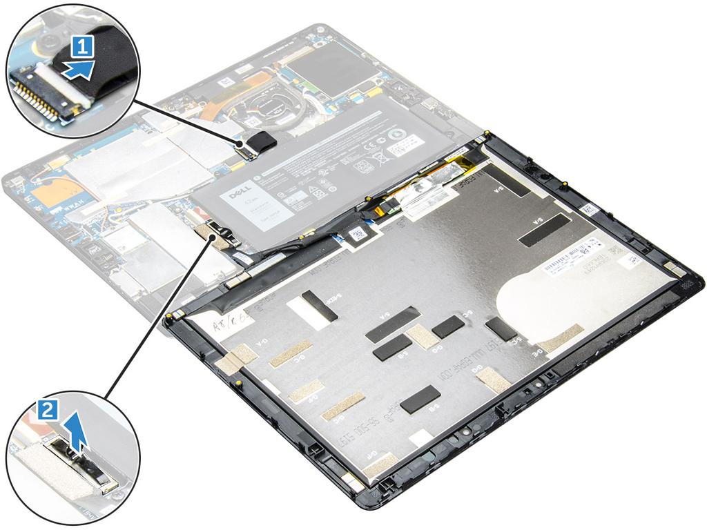 9 Ανασηκώστε το πλαίσιο της οθόνης από το tablet. Εγκατάσταση του πλαισίου της οθόνης 1 Τοποθετήστε το πλαίσιο της οθόνης επάνω σε επίπεδη επιφάνεια.