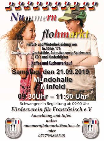 Der Termin für die Einschüler aus Minfeld findet am 11.09.19 und 16.09.19 um 8.30 Uhr bis 11.00 Uhr statt. Anzumelden sind alle Kinder, die im Zeitraum vom 01. September 2013 bis 31.