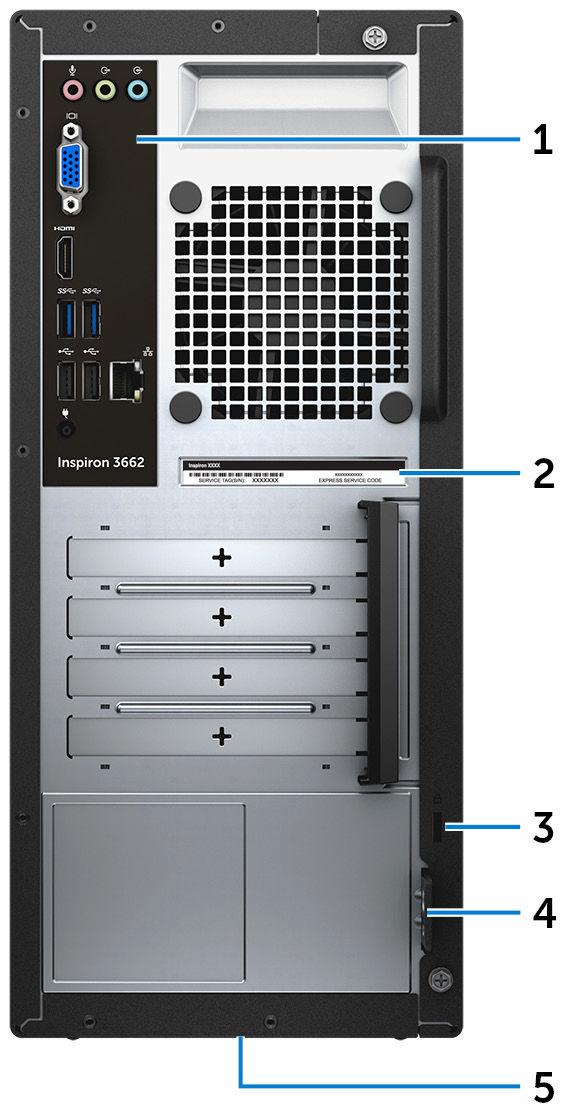 Πίσω πλευρά 1 Πίσω πλαίσιο Συνδέστε συσκευές USB, ήχου, βίντεο και άλλου τύπου.