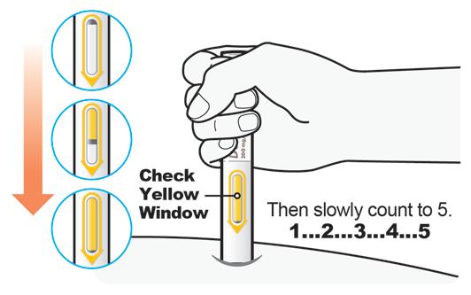 Εάν το παράθυρο δεν είναι πλήρως κίτρινο, αφαιρέστε τη συσκευή τύπου πένας και επικοινωνήστε με τον επαγγελματία υγείας σας.