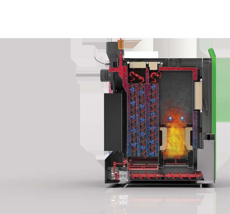 23 1 2 3 4 5 6 7 8 9 10 11 12 13 14 Additional horizontal air flow in combustion chamber contributing to the equal combustion of biomass by increasing the temperature of the combustion chamber and
