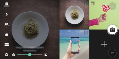 4 Tap to save (if necessary). Guide shot You can take photos by following the pose of another photo. 1 In the SQUARE mode, tap MODE.