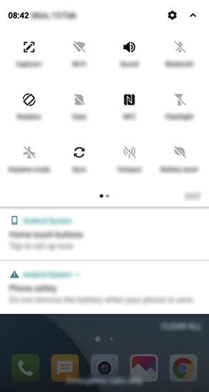 Notifications panel You can open the notifications panel by dragging the status bar downward on the main screen.