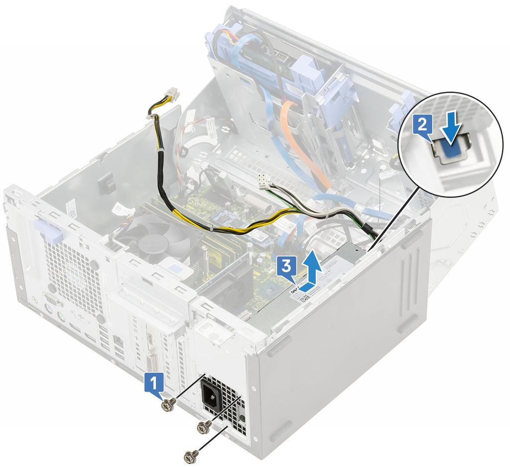 Εγκατάσταση της μονάδας τροφοδοτικού (PSU) 1.