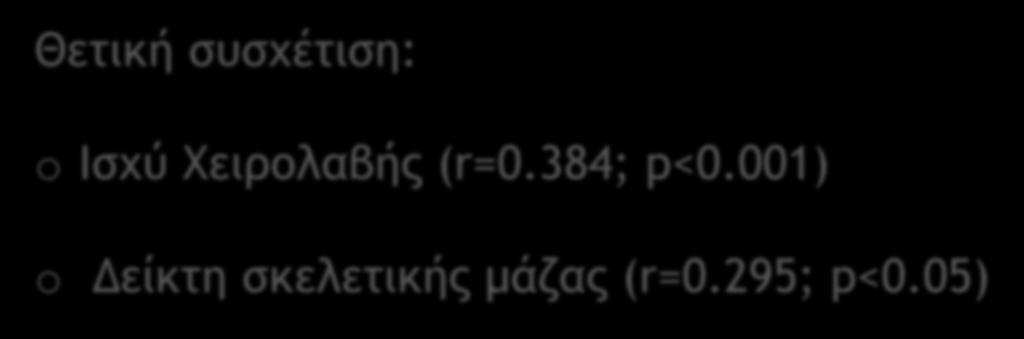 001) 28% πιθανότητας ΜΙΧ 4.01±0.26 4.14±0.20 p=0.029 o Δείκτη σκελετικής μάζας (r=0.295; p<0.05) Βαθμός Υποθρεψίας και φλεγμονής (MIS) 5.13±2.