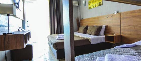 Α, 3 Executive Suites. Τα δωμάτια διαθέτουν: Αυτόνομο κλιματισμό ψύξης & θέρμανσης, Mini Bar T.V. με DVD (Σουϊτες) T.V. (Δωμάτια) Σεσουάρ, Δωρεάν ασύρματο internet (wifi), Βεράντες με θέα Θάλασσα.