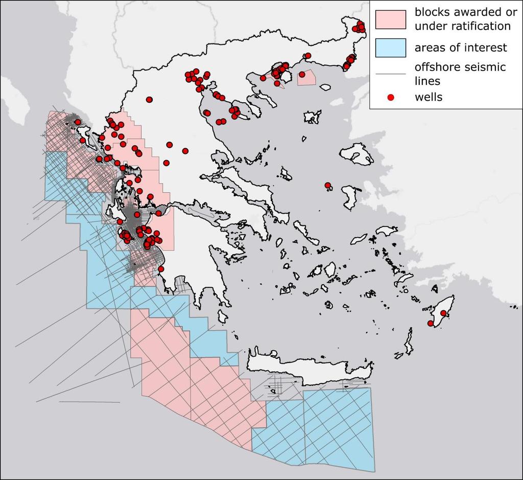 The new areas of interest 3. Offshore (Western Greece) Central Ionian Sea (N & S part) South of Peloponnesus 2.