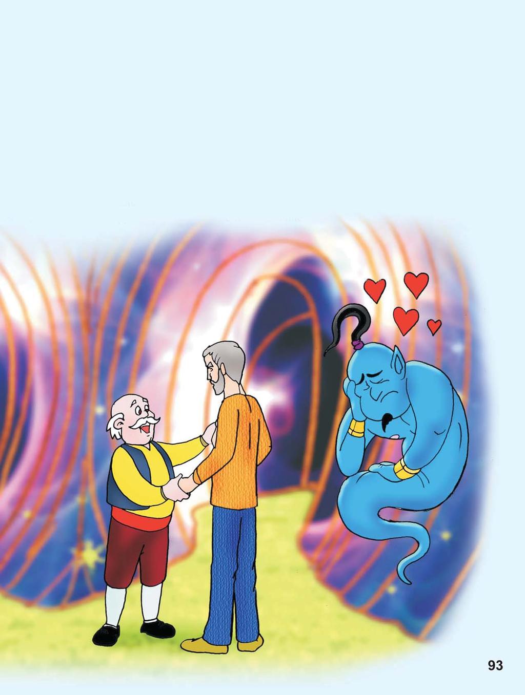 When the friends reached the middle of the blue passage, they saw three paths instead of one. It was time to say good-bye. Bell and Maurice were the first to leave.
