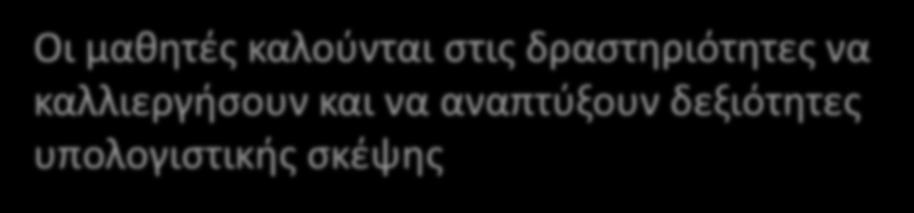 καλλιεργήσουν και να αναπτύξουν δεξιότητες υπολογιστικής σκέψης