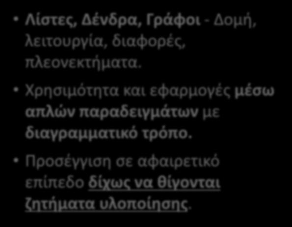 Ανάλυση των βασικών λειτουργιών (α) σε αφαιρετικό επίπεδο, και (β) σε επίπεδο υλοποίησης σε προγραμματιστικό περιβάλλον με χρήση