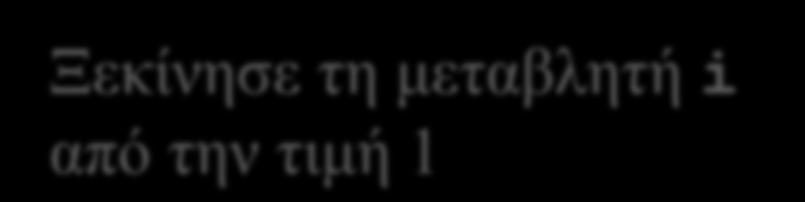 Εντολή for (iii) 1 Μαθαίνω να μετράω (ξανά)