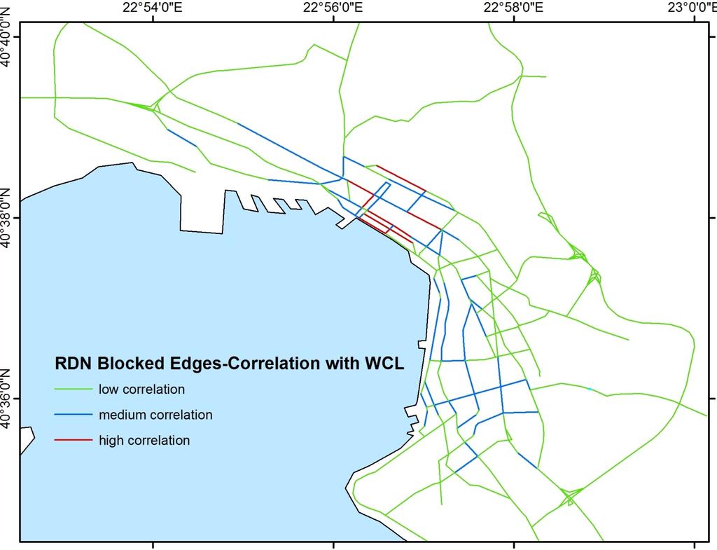 Συσχέτιση αποκλεισμού οδών με συνδετικότητα δικτύου Τμήματα οδών: Τσιμισκή, Μητροπόλεως,
