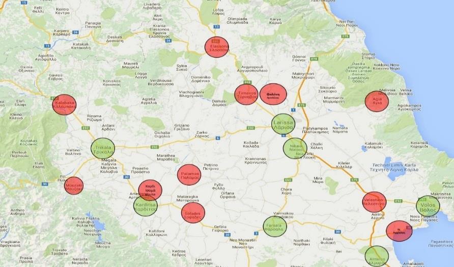Επέκταση Δικτύου σε υφιστάμενες και νέες περιοχές - Θεσσαλία Νέες Περιοχές Ανάπτυξης Δικτύου Διανομής Θεσσαλίας 2019-2023 CNG: Φαρκαδόνα του Δήμου Φαρκαδόνας (2022) Περιοχές Θεσσαλίας Προγράμματος