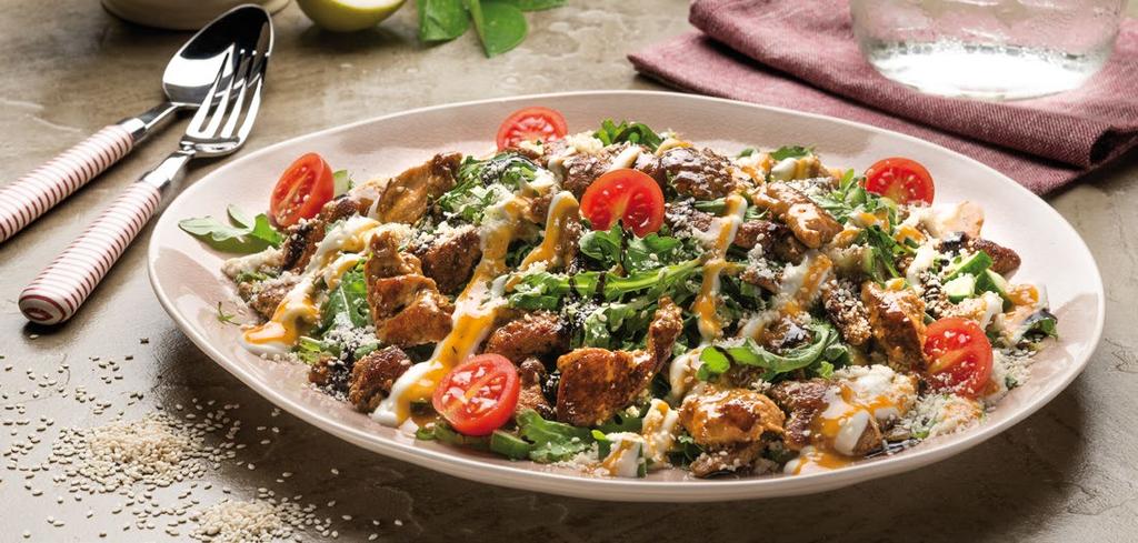 20 Shrimp Quinoa Σαλάτα με μαρούλι iceberg, φύλλα γαλλικής σαλάτας, ρόκα, ψητές γαρίδες, αβοκάντο, βαλεριάνα, καλαμπόκι, ντοµατίνια και bio κινόα.
