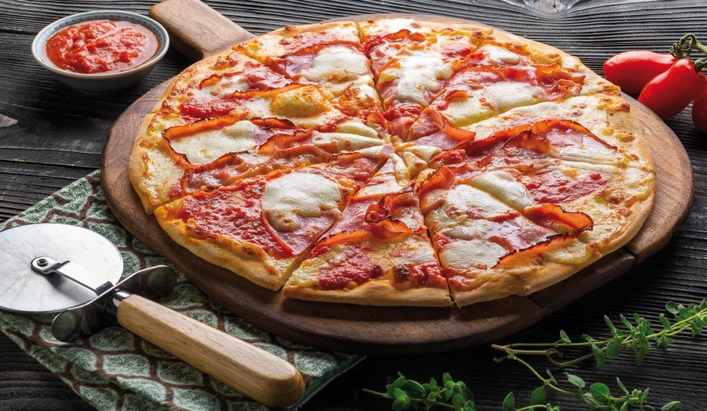 20 Generale Σάλτσα ντομάτας San Marzano, premium mozzarella, ζαμπόν από χοιρινή ωμοπλάτη και πράσινη πιπεριά. 8.10 10.50 15.