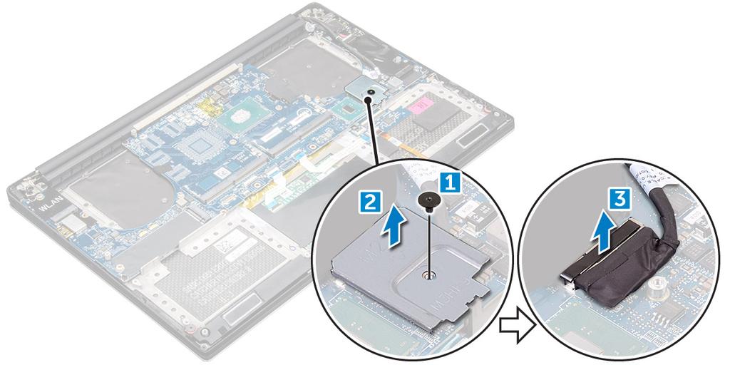 e) SSD f) μονάδα μνήμης ΣΗΜΕΙΩΣΗ Η ετικέτα εξυπηρέτησης του υπολογιστή σας βρίσκεται κάτω από το πτερύγιο με το σήμα του συστήματος.