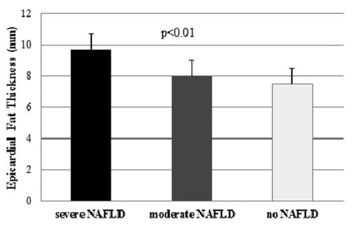 Epicardial fat is a good predictor of liver steatosis in obese subjects Echocardiographic epicardial fat predicts ultrasound-measured fatty liver better than BMI