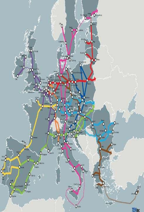 Συγκοινωνιακές Υποδομές στην Ευρώπη Το Δι-Ευρωπαϊκό Δίκτυο Μεταφορών (TEN-T) περιλαμβάνει: > 7.200.