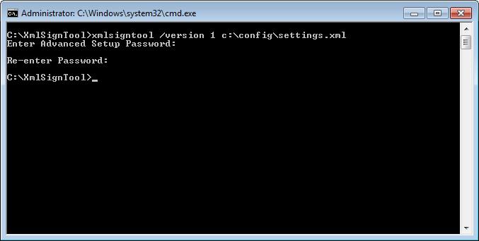 Παράδειγμα Εντολή υπογραφής αρχείου διαμόρφωσης εξαγωγής: xmlsigntool /version 2 c:\config\settings.