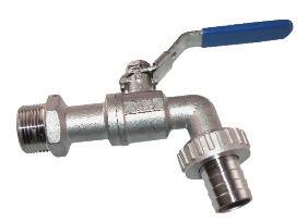 Ανοξείδωτη AISI 304 Ball valve hose tap with nipple for hose, St. Steel AISI 304 1. Βρύση / Tap: 1/2 Μαστός / Hose: 3/4 2.