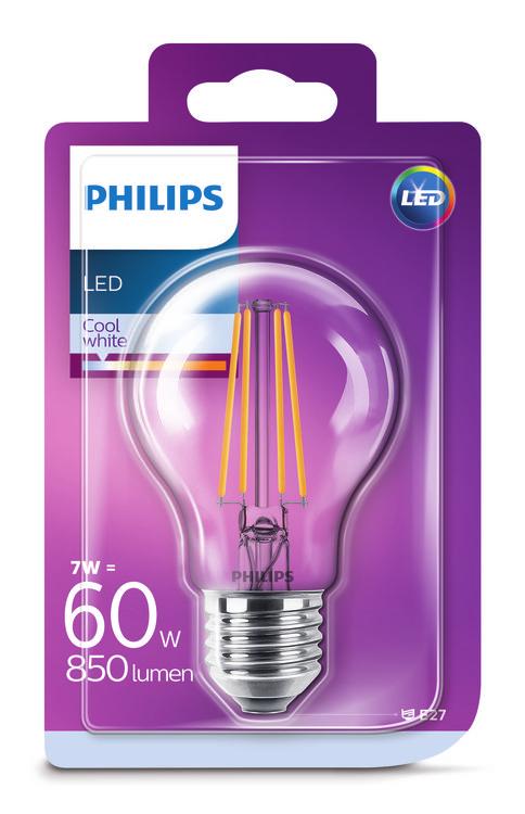 PHILIPS LED Λαμπτήρας 7 W (60 W) E27 Ψυχρό λευκό Χωρίς ρύθμιση έντασης Σχεδίαση που τραβά την προσοχή Γνώριμα σχήματα που έχετε αγαπήσει.