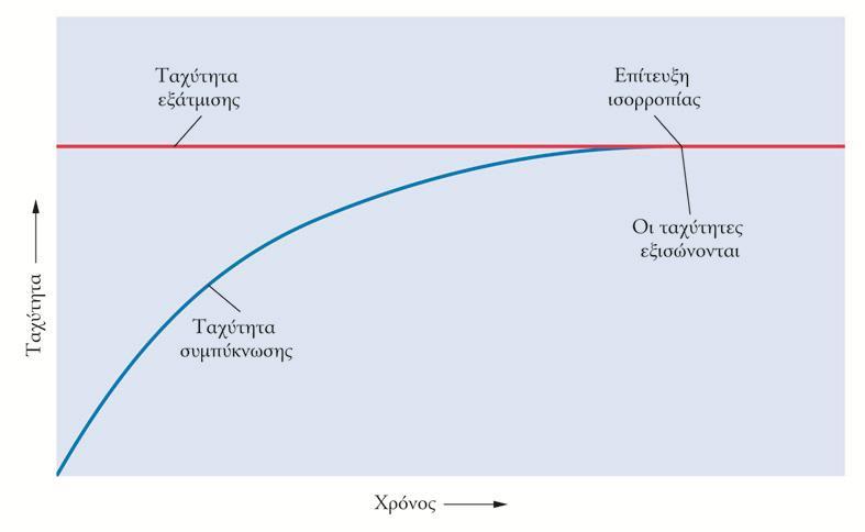 ΤΑΣΗ ΑΤΜΩΝ -Σταθερή η Ταχύτητα της εξάτμισης -Η ταχύτητα της συμπύκνωσης εξαρτάται από τον χρόνο