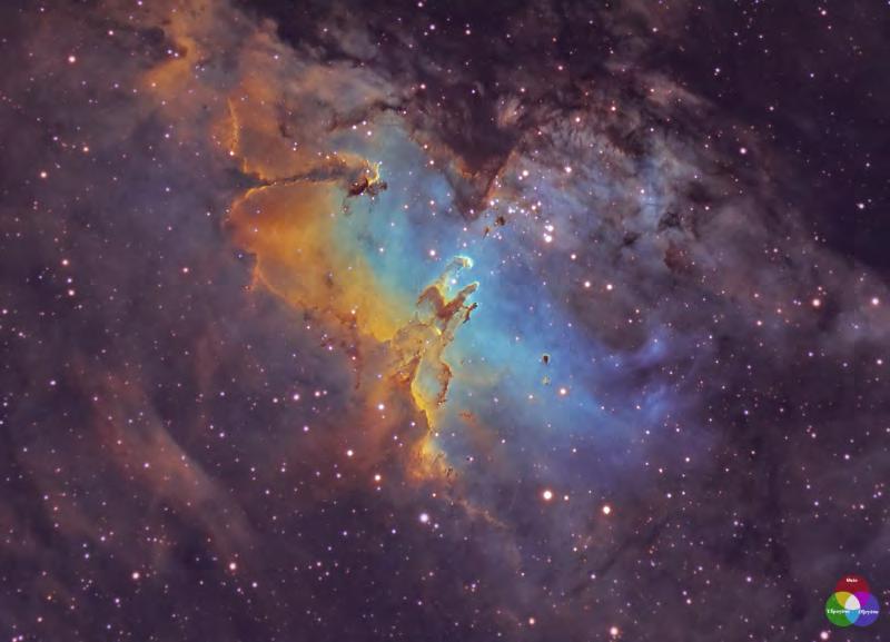 Βαθύς Ουρανός Aggelos Kechagias M16 - Eagle Nebula (hubble Palette) Tοποθεσία : Κόρινθος - Pegasus I Αστερισμός : Όφις Officina Stellare 130 Hiper Apo (f/6) Κάμερα CCD : Atik 428ex Θερμοκρασία ccd :