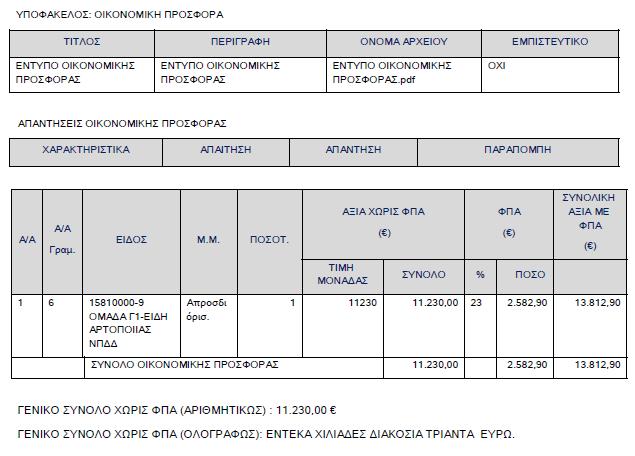 περιελάµβανε σε µορφή.pdf την εκτύπωση «Οικονοµική Προσφορά Προµηθευτή» και το έντυπο οικονοµικής προσφοράς Γ1 ψηφιακά υπογεγραµµένα.