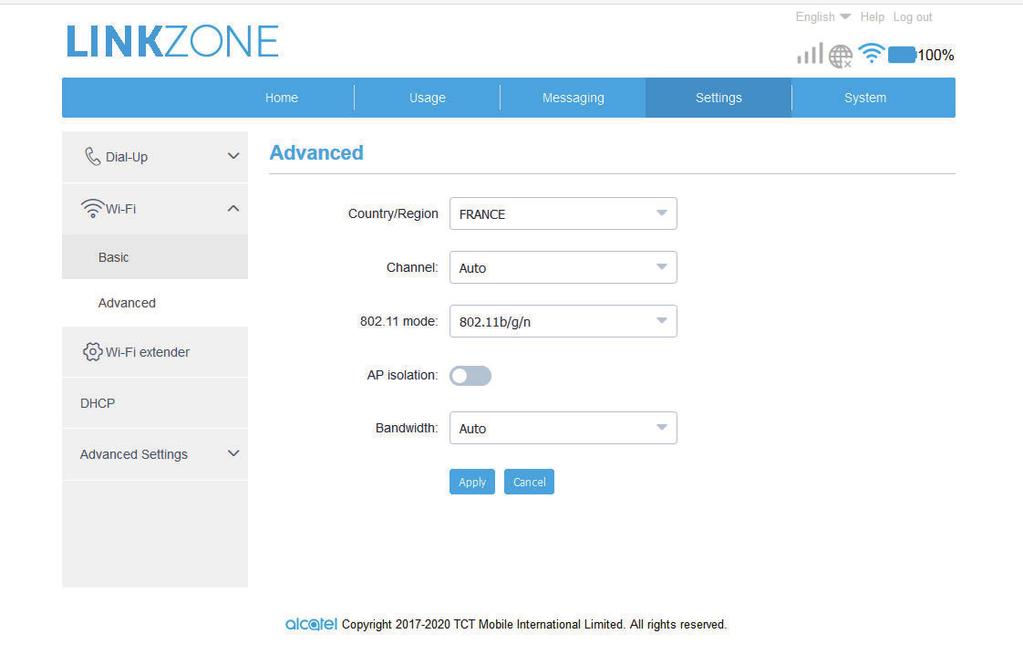 Κωδικός πρόσβασης Wi-Fi: Μπορείτε να ελέγξετε εδώ το κλειδί Wi-Fi. Για προχωρημένους Χώρα/Περιοχή: Μπορείτε να επιλέξετε τη χώρα/περιοχή εδώ.