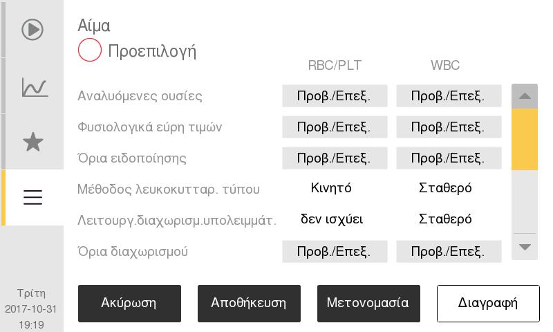 7. Δομή μενού και προχωρημένες ρυθμίσεις Προχωρημένες ρυθμίσεις παραμέτρων Εικόνα 116: Μονάδα παραμέτρου Μονάδες παραμέτρων z Η πρώτη οθόνη δείχνει τις τρέχουσες επιλογές για τις μονάδες παραμέτρων.