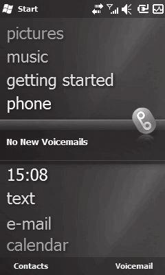 Your Home Screen Customising the Windows Mobile default screen Touch Start > Settings > Today > Items tab. 1 Select the item you want to appear on the Today screen.