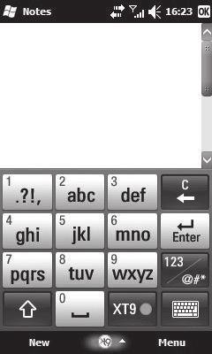 Entering and Searching for Information XT9 Keypad is available when text entry is possible. Enter letters by tapping the keys labelled with the required letters.